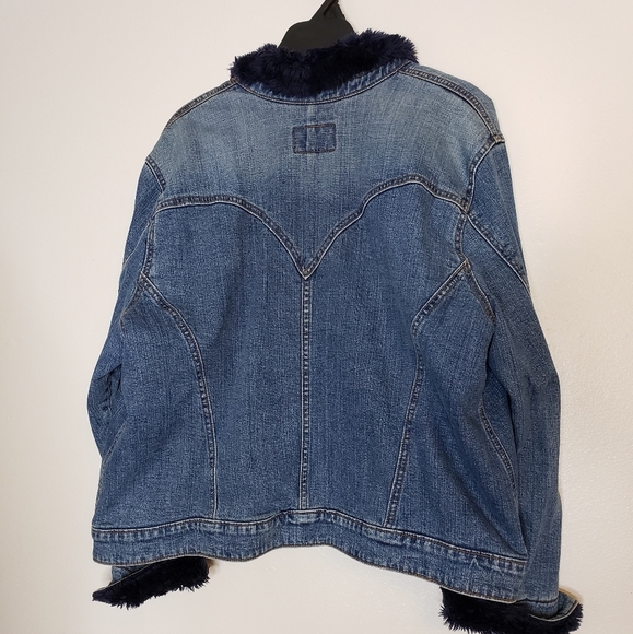 RARE! Authentic Vintage Levis NAVY Sherpa Trucker Denim Jean Quilted Jacket Fall - Picture 11 of 12